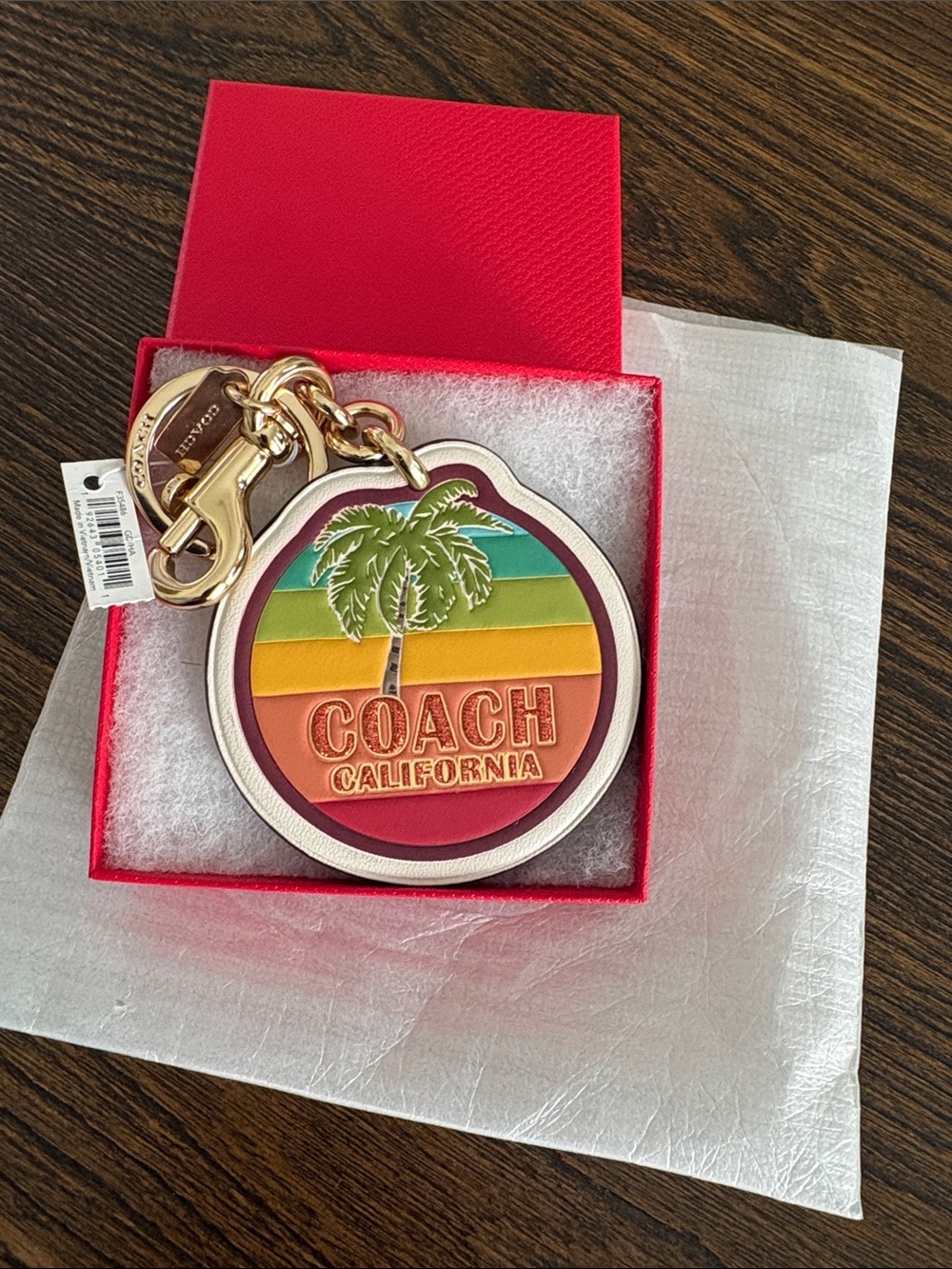 Coach Authentic NWT California Leather Key Ring and Bag Charm - Picture 2 of 4